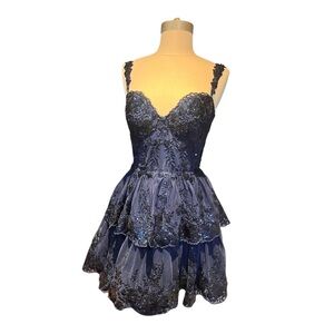Short Blue Lace Dress